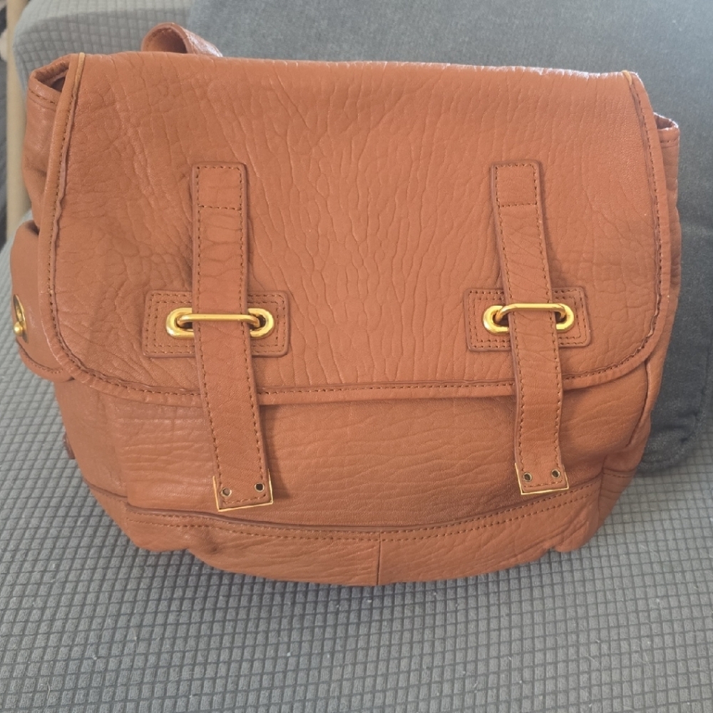 Yves Saint Laurent Tan Leather Satchel with Gold Hardware